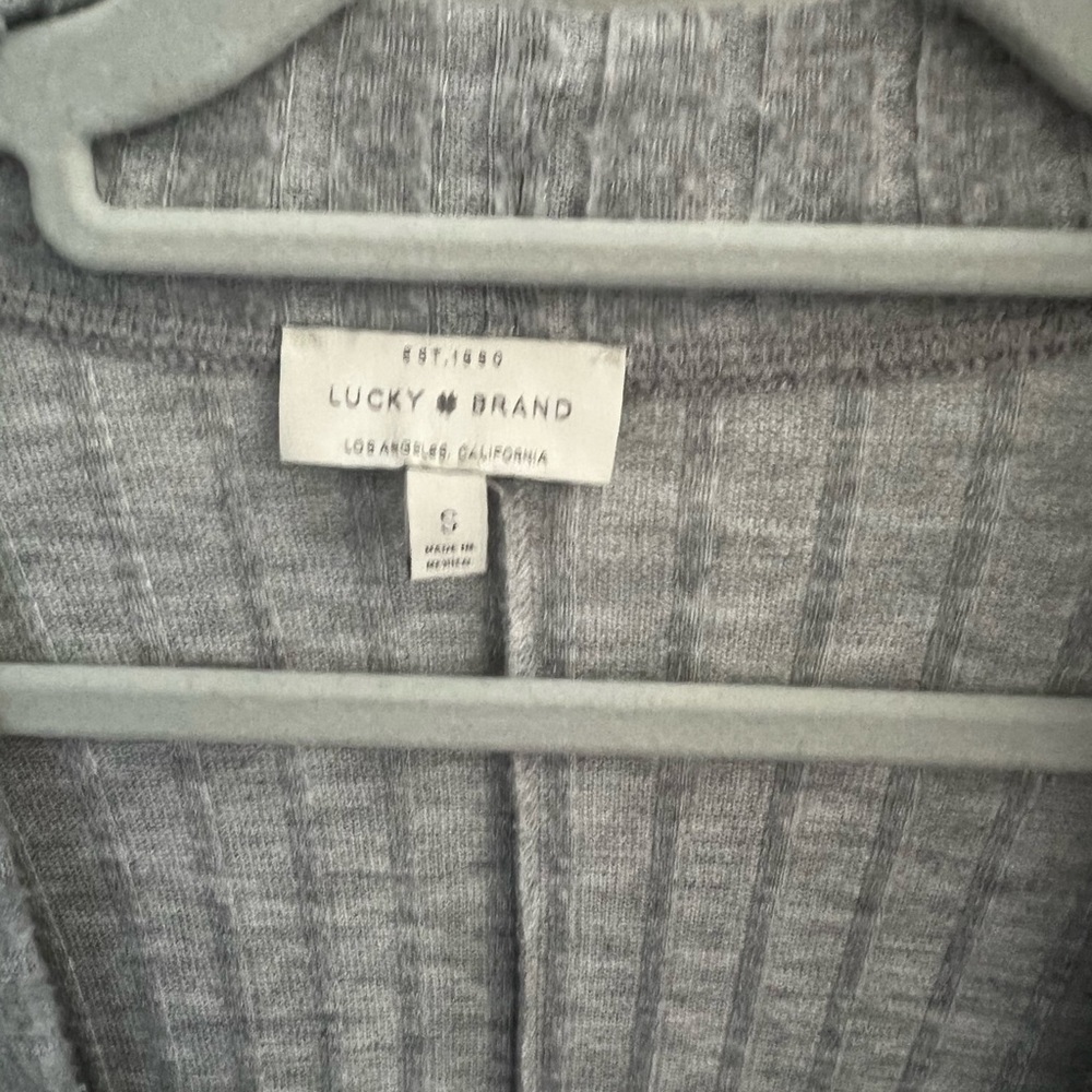 Lucky Gray Open Front Ribbed Cardigan - Small - Picture 5 of 6